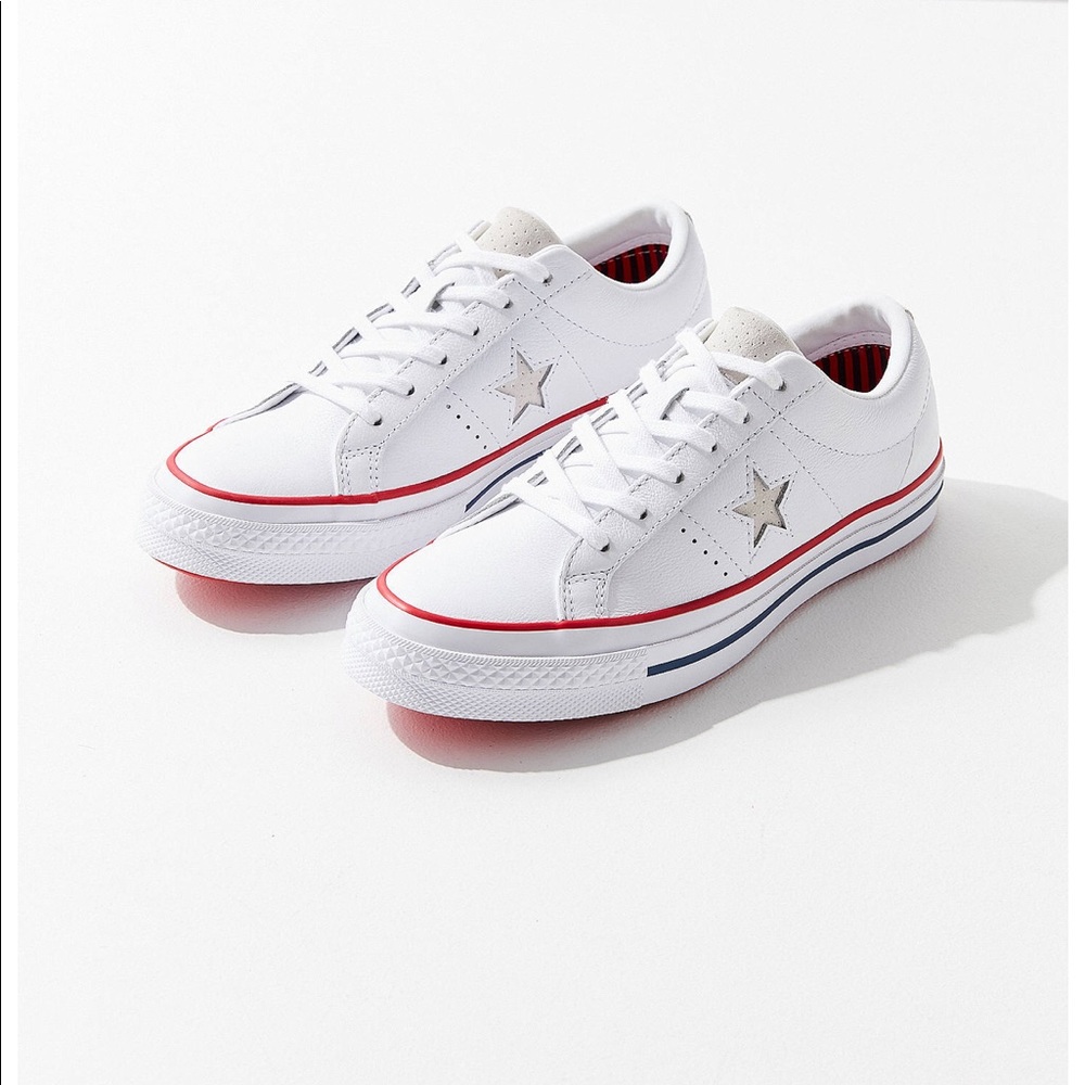 Converse white leather shoes